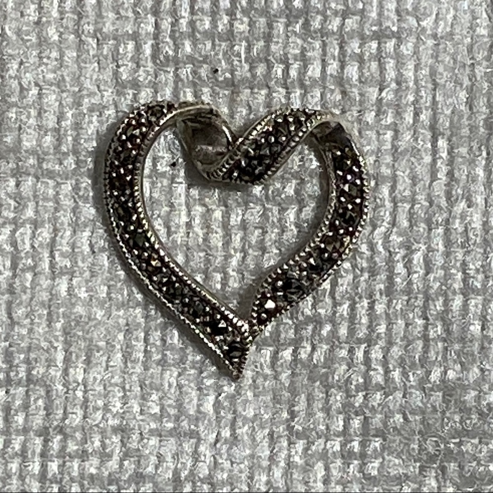 Beautiful Vintage Marcasite Heart Pendant